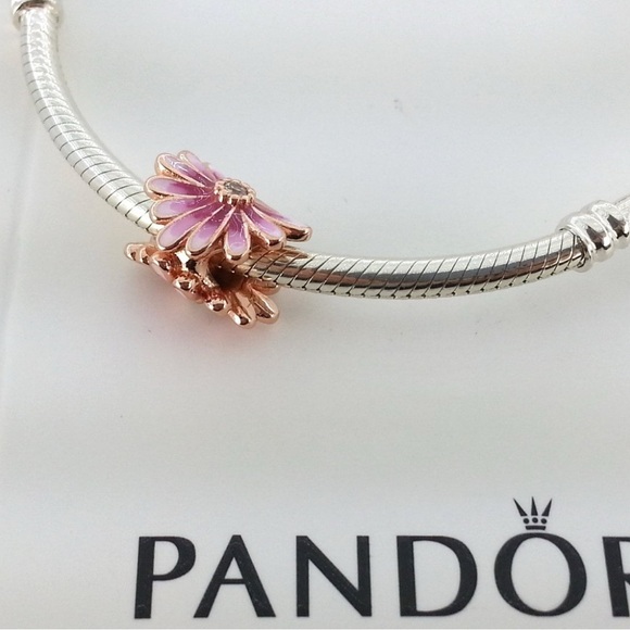 Pandora Silver Bracelet with Pink Flower Charm w/Box - Picture 3 of 3